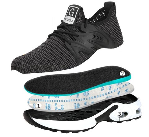 Lightweight white safety shoe / trainer with air bubbles - Men and Women - Ultra-soft shell