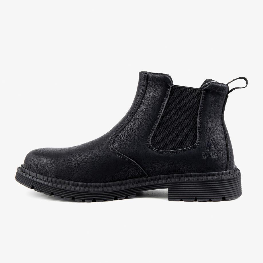 Black comfort leather safety boots