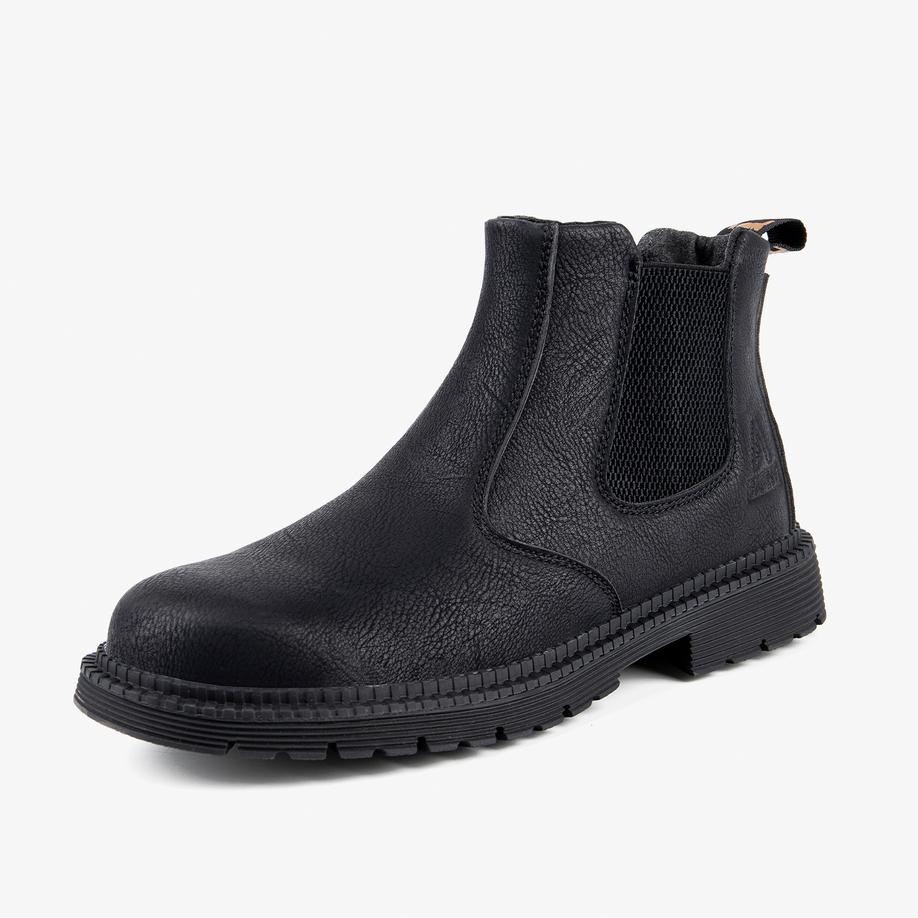 Black comfort leather safety boots