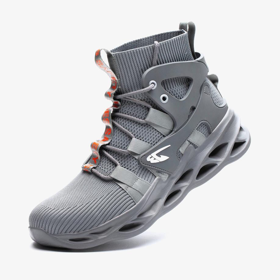 Robust and comfortable safety shoe grey