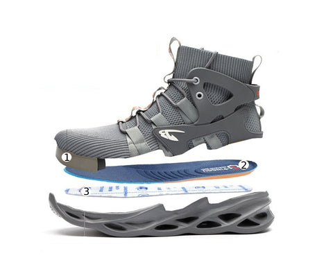 Robust and comfortable safety shoe grey