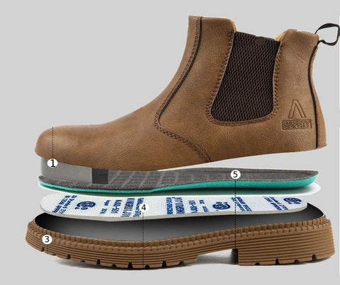 Safety leather boots brown comfort