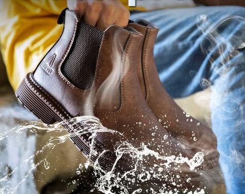 Safety leather boots brown comfort