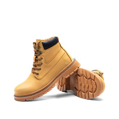 Durable leather safety boots beige