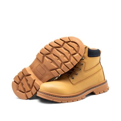 Durable leather safety boots beige