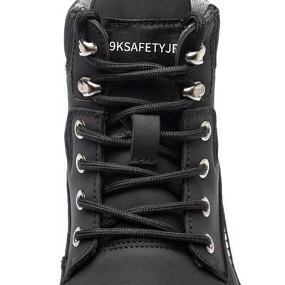 Durable black leather safety boots