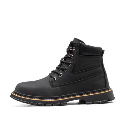 Durable black leather safety boots