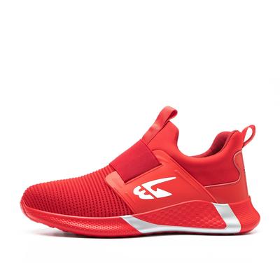 Comfortable and breathable red safety shoe without laces