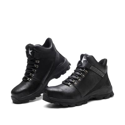 Black leather safety shoes