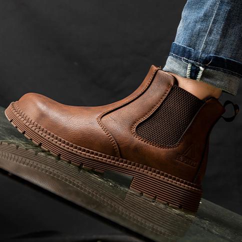 Safety leather boots brown comfort