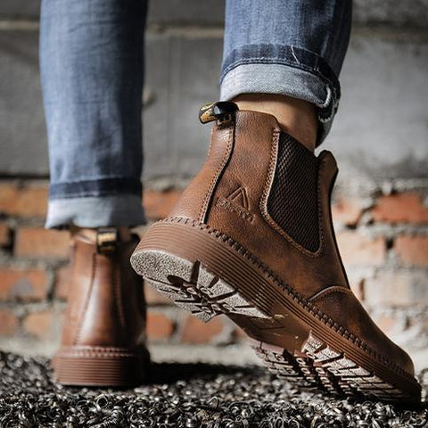 Safety leather boots brown comfort