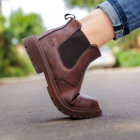 Safety leather boots brown comfort