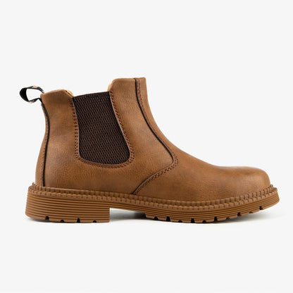 Safety boots in beige comfort leather