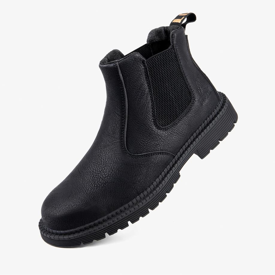 Black comfort leather safety boots