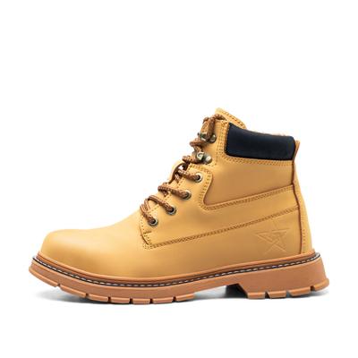 Durable leather safety boots beige