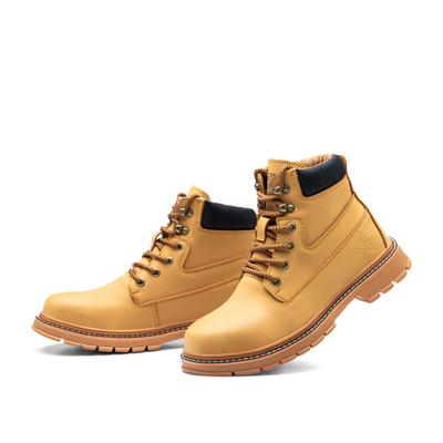 Durable leather safety boots beige